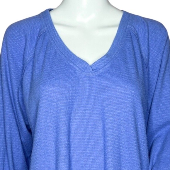 Wildfox Women’s Haley Thermal Top Blue Brushed Long Sleeved V-Neck Size XXL - Picture 5 of 8